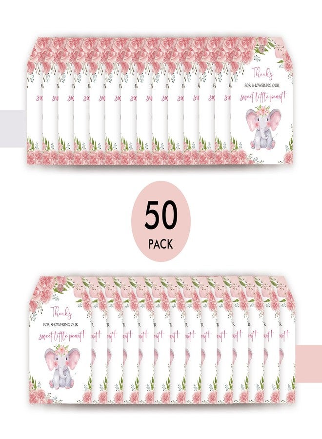FORSHEEP 50pcs Elephant Thank You Tags, Pink Elephant Gift Tag with String for Jungle Animal Party, Thank You Paper Tags for Girl 1st Birthday/Elephant Themed Gender Reveal Party Favors - Image 3